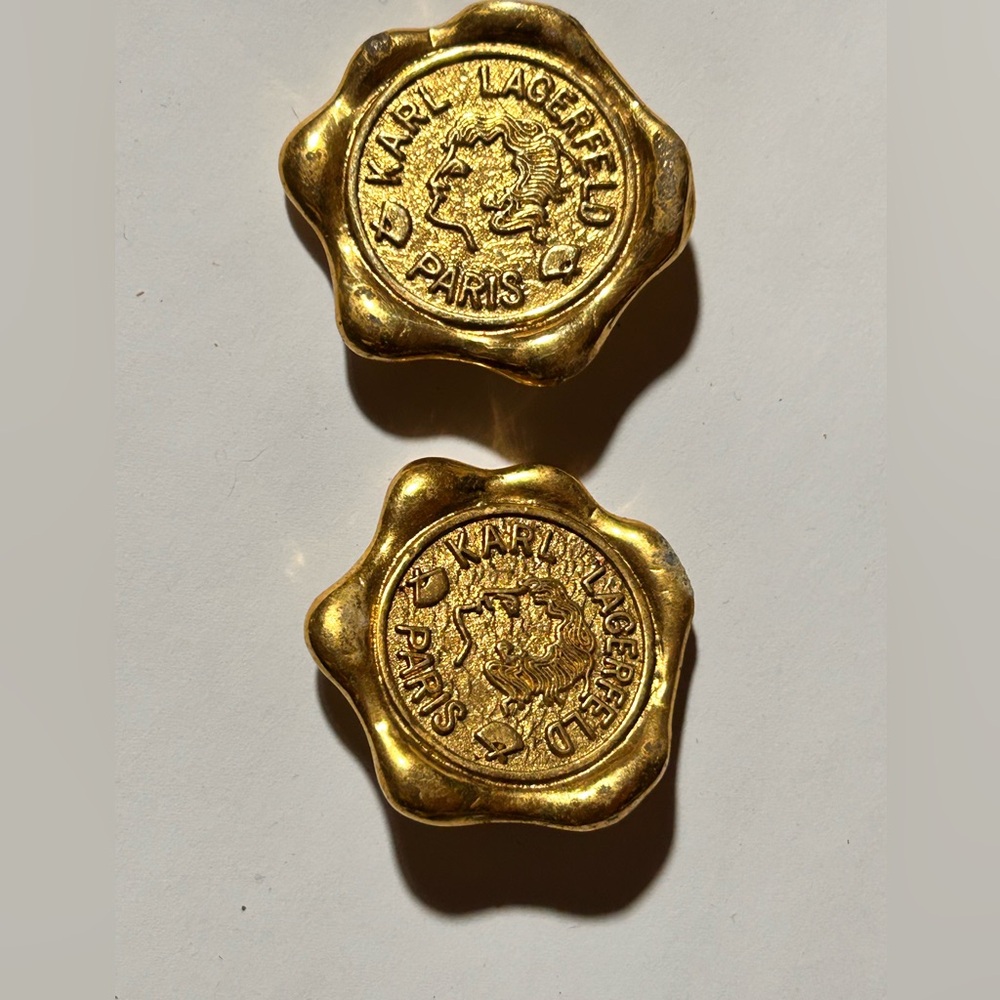Karl Lagerfeld Vintage Wax Seal Earrings Circa 1990s